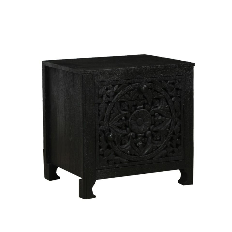 Έπιπλα Κρεβατοκάμαρας Agiovlasitishome - ΣΗΜΑΝΤΙΚΟ: Σε περίπτωση διαφοράς τιμής από το κατάστημα ισχύει παντα και μόνο η τιμή του καταστήματος Liberta - Maison VOLCANO Κομοδίνο Μαύρο με 1 Πόρτα και