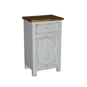 Liberta - Maison SYROS Κομοδίνο Λευκό/Φυσικό με 1 Πόρτα και 1 Συρτάρι 42x32x70cm 09-1490