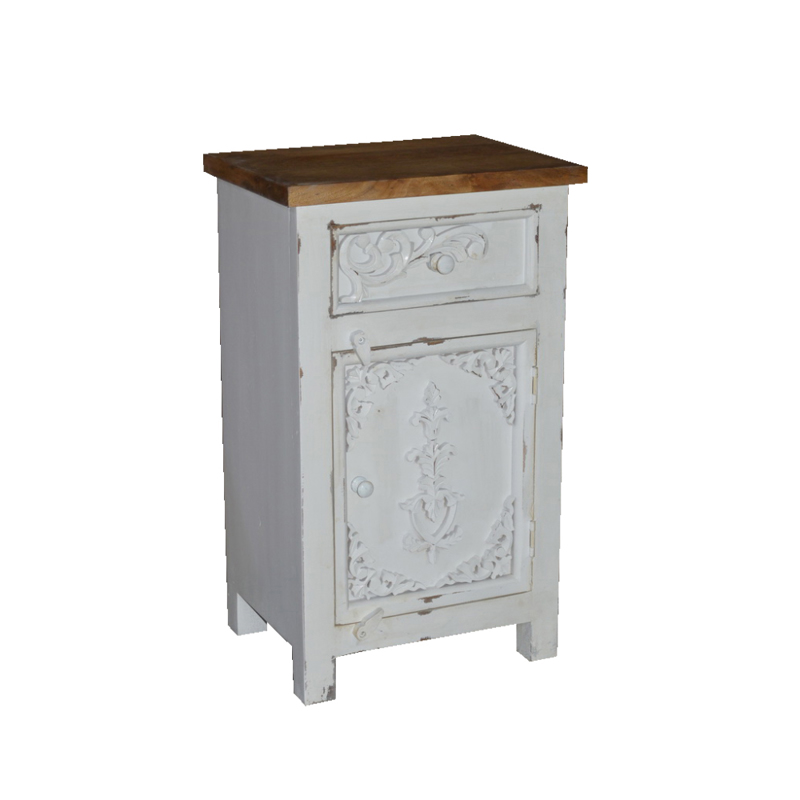 Liberta - Maison SYROS Κομοδίνο Λευκό/Φυσικό με 1 Πόρτα