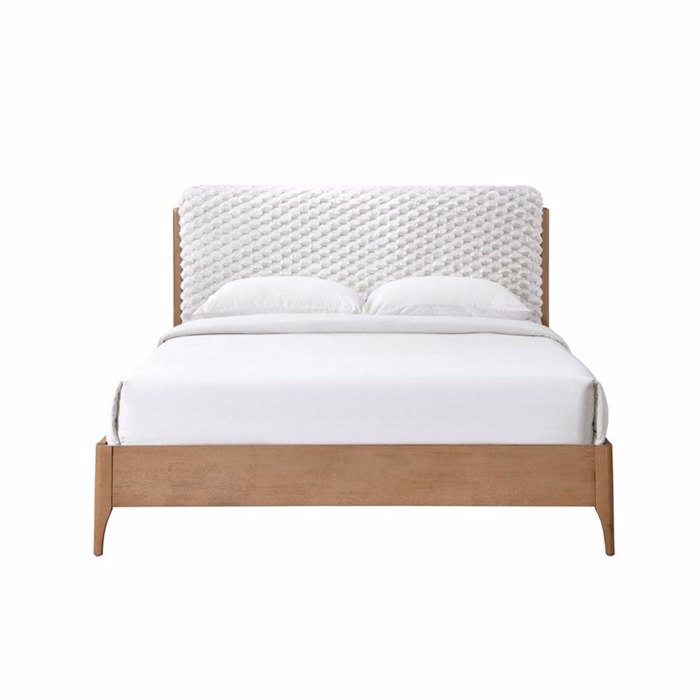 Liberta - Maison LORDY Κρεβάτι Cream/Καρυδί 207.5x177x103.5cm (για Στρώμα 160x200cm) 09-2033 Liberta - Maison LORDY Krebati Cream/Karudi 207.5x177x103.5cm (ga Stroma 160x200cm) 09-2033