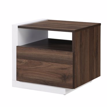 Liberta - Maison DOBLE Κομοδίνο Καρυδί/Λευκό με 1 Πόρτα 46x40x43cm 09-2047