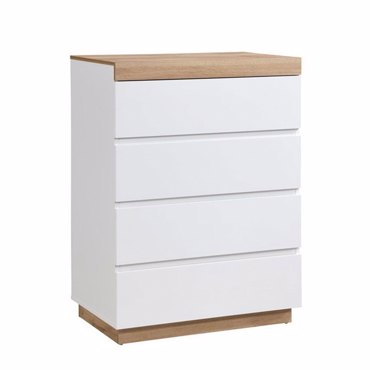 Liberta - Maison CASA Κομότα Λευκή/Φυσική με 4 Συρτάρια 80x50x110cm 09-2050