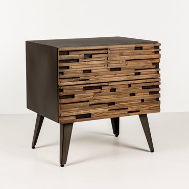 Liberta - Maison COAST Κομοδίνο Μαύρο/Φυσικό 55x43x55.5cm 09-2058