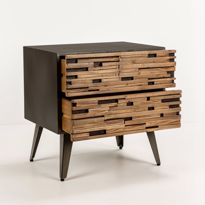 Liberta - Maison COAST Komodino Mavro/Fusiko 55x43x55.5cm 09-2058