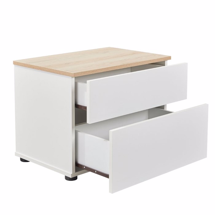 Liberta - Maison LUCIDO Κομοδίνο με 2 Συρτάρια Λευκό Oak/Φυσικό 58x39x44.5cm 09-2130 Liberta - Maison LUCIDO Komodino me 2 Surtaria Lefko Oak/Fusiko 58x39x44.5cm 09-2130