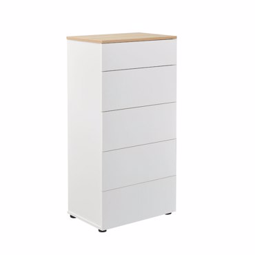 Liberta - Maison LUCIDO Συρταριέρα με 5 Συρτάρια Λευκό Oak/Φυσικό 58x39x116.5cm 09-2131
