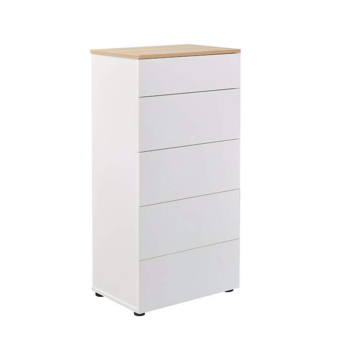 Liberta - Maison LUCIDO Συρταριέρα με 5 Συρτάρια Λευκό Oak/Φυσικό 58x39x116.5cm 09-2131 Liberta - Maison LUCIDO Surtariera me 5 Surtaria Lefko Oak/Fusiko 58x39x116.5cm 09-2131