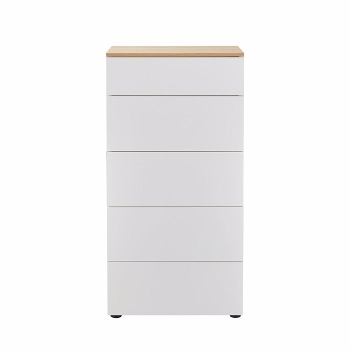 Liberta - Maison LUCIDO Συρταριέρα με 5 Συρτάρια Λευκό Oak/Φυσικό 58x39x116.5cm 09-2131 Liberta - Maison LUCIDO Surtariera me 5 Surtaria Lefko Oak/Fusiko 58x39x116.5cm 09-2131