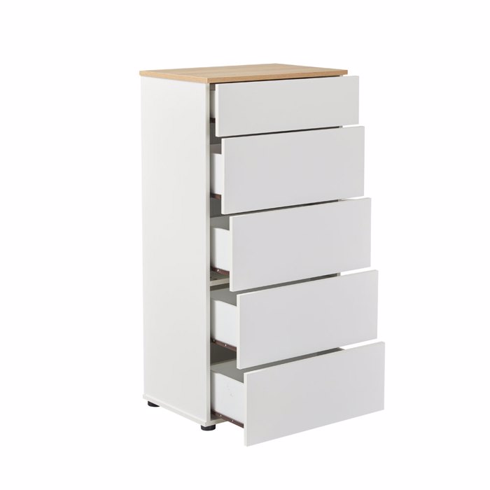 Liberta - Maison LUCIDO Συρταριέρα με 5 Συρτάρια Λευκό Oak/Φυσικό 58x39x116.5cm 09-2131 Liberta - Maison LUCIDO Surtariera me 5 Surtaria Lefko Oak/Fusiko 58x39x116.5cm 09-2131