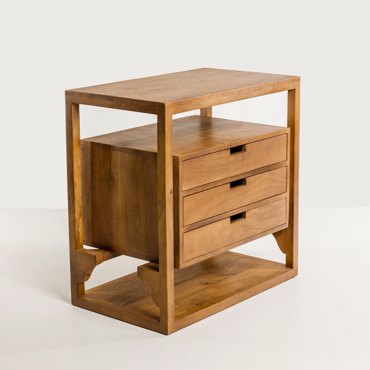 Liberta - Maison ELIS Κομοδίνο Φυσικό με 3 Συρτάρια 65x38x65cm 09-2156