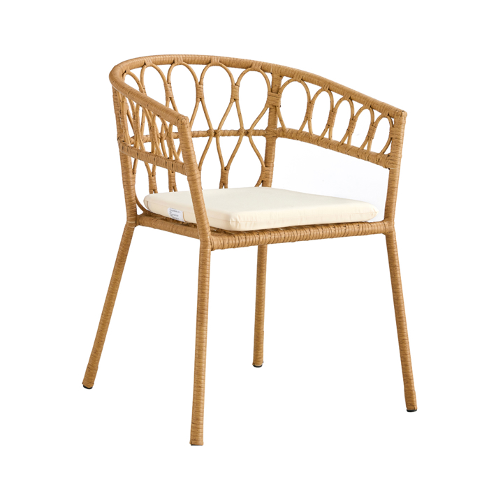 Liberta - Maison SURABAYA Καρέκλα Φυσική με Λευκό Μαξιλάρι 59x56x77.5cm 22-0299 Liberta - Maison SURABAYA Karekla Fusiki me Lefko Maxilari 59x56x77.5cm 22-0299