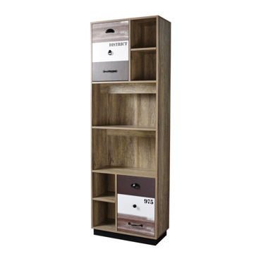 Liberta - Maison NUMBER Βιβλιοθήκη Sonoma/Λευκό/Γκρι με 2 Πορτάκια 60x29.6x180cm 28-0236