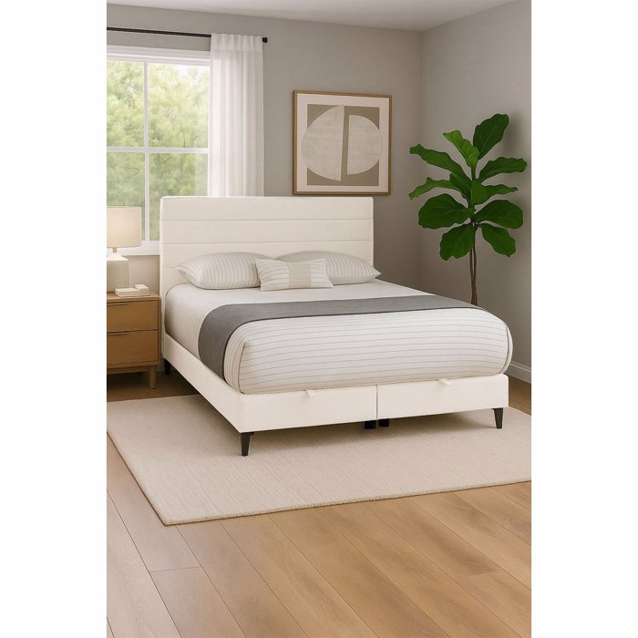 Liberta - Maison UTOPIA Krebati me Apothikeftiko Xoro kai Stroma White Smooth 06-900 207x160x115cm 40-0055