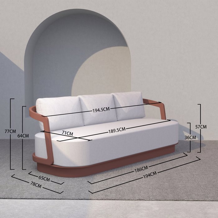 Liberta - Maison TORRE Set Saloni Exoterikou Xorou Terracotta 198x81x66cm 49-0007