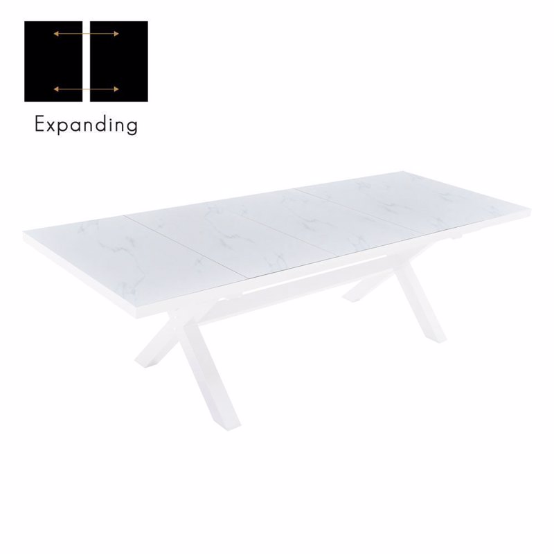 Liberta - Maison SORPRESA Τραπέζι Επεκτεινόμενο Λευκό Με Οψη Μαρμάρου Λευκό 202x101x77cm 52-0011