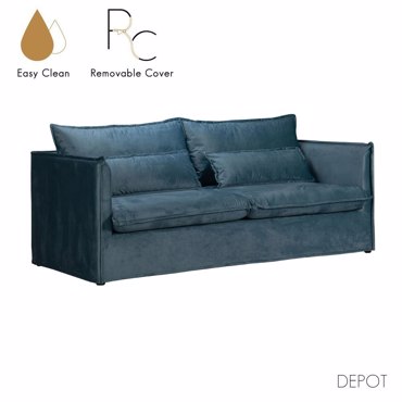 Liberta - Maison ONE ONLY Τριθέσιος Καναπές με Αποσυρόμενο Κάλυμμα Γαλάζιο Σκούρο 209x90x87cm 71-0021