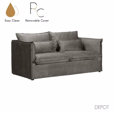 Liberta - Maison ONE ONLY Διθέσιος Καναπές Γκρι με Αποσυρόμενο Κάλυμμα 176x90x87cm 71-0024