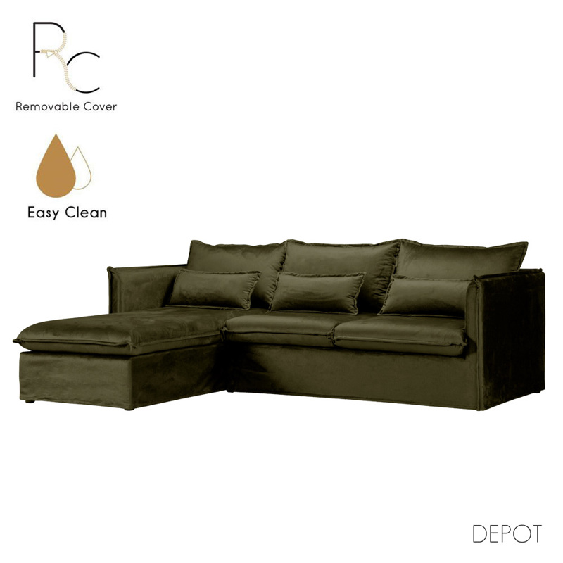 Έπιπλα σαλονιού agiovlasitishome - ΣΗΜΑΝΤΙΚΟ: Σε περίπτωση διαφοράς τιμής από το κατάστημα ισχύει παντα και μόνο η τιμή του καταστήματος Liberta - Maison ONE ONLY Καναπές Λαδί με Αριστερή Γωνί