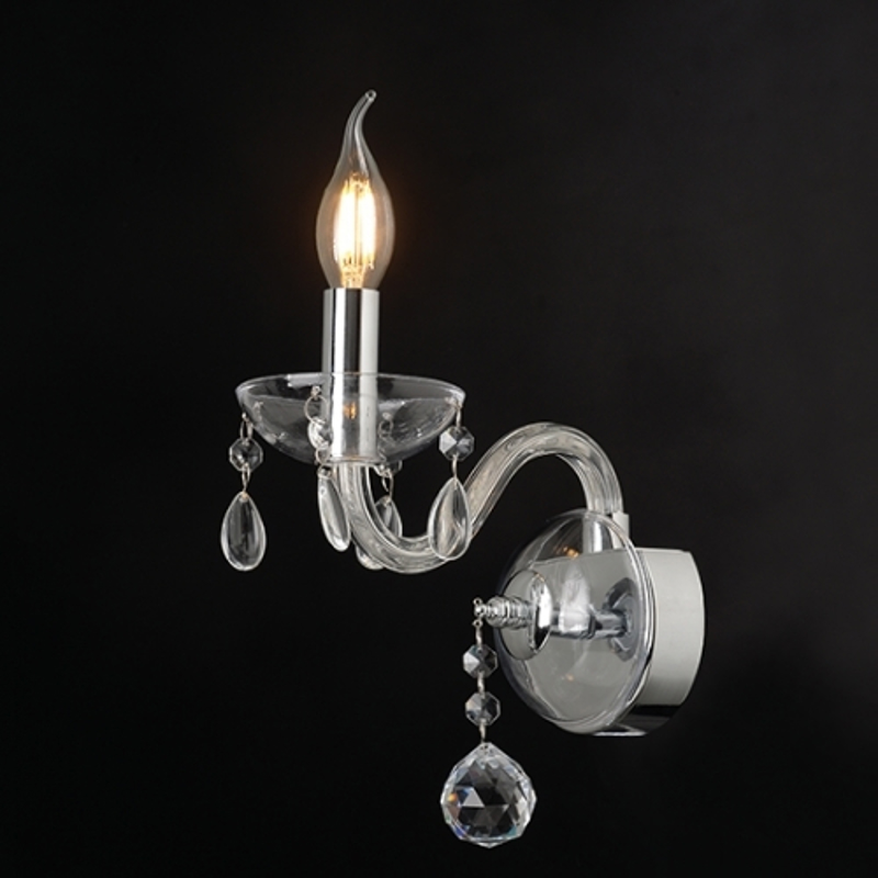 ACA Lighting - ΣΗΜΑΝΤΙΚΟ: Σε περίπτωση διαφοράς τιμής από το κατάστημα ισχύει παντα και μόνο η τιμή του καταστήματος ACA Απλίκα Τοίχου Μεταλλική/Κρυστάλλινη 'TULIA' Χρώμιο