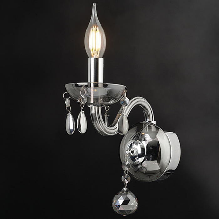 ACA Aplika Toixou Metalliki/Krustallini 'TULIA' Xromio/Fime E14 F20X32cm BLK82041WSGC