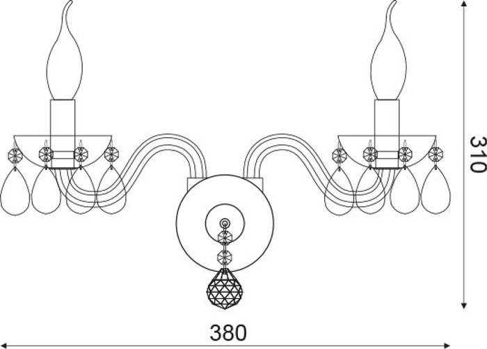 ACA Aplika Toixou Difoti Metalliki/Krustallini 'TULIA' Xromio/Lefko E14 38X31cm BLK82042WWC