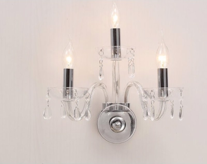 ACA Απλίκα Τοίχου Τρίφωτη Μεταλλική/Κρυστάλλινη 'TULIA'