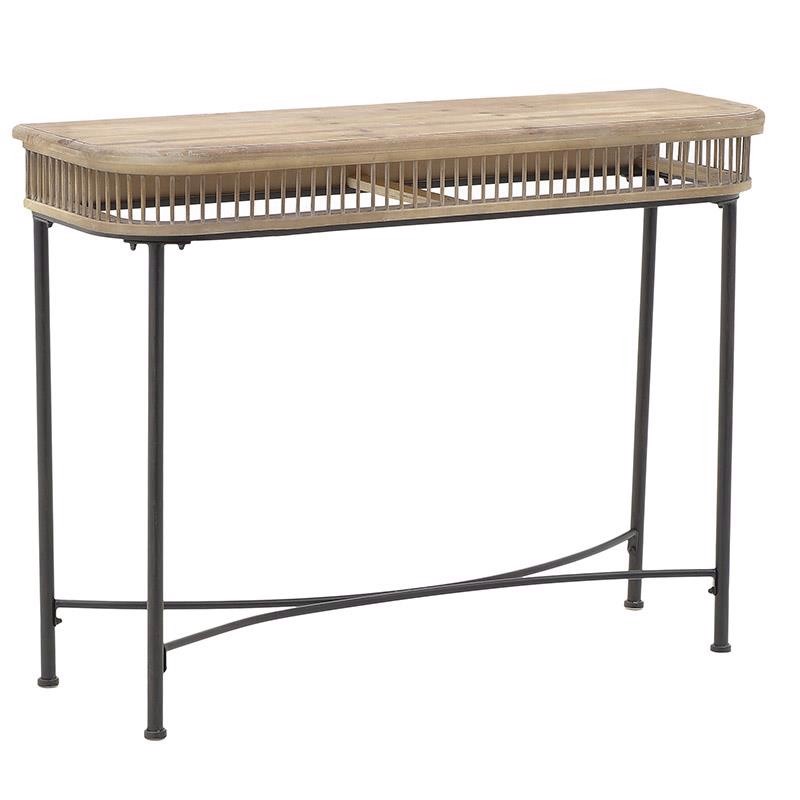 INART ΚΟΝΣΟΛΑ ΞΥΛΙΝΗ ΜΕΤΑΛΛΙΚΗ NATURAL ΜΑΥΡΗ 107X36X80 3-50-294-0094