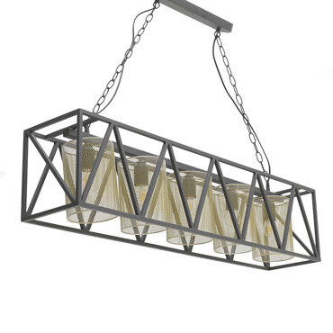 Inart Φωτιστικό Οροφής 5φωτο Μεταλλικό Μαύρο Χρυσό Ε27 100Χ20Χ23/80 3-10-716-0068