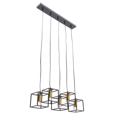 Inart Φωτιστικό Οροφής 5φωτο Μαύρο Χρυσό E27 63.5Χ13Χ20 3-10-650-0008