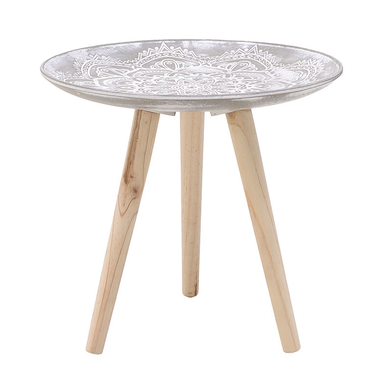 INART ΤΡΑΠΕΖΙ ΞΥΛΙΝΟ ΑΝΤΙΚΕ ΓΚΡΙ NATURAL Δ39,5Χ37 3-50-143-0010