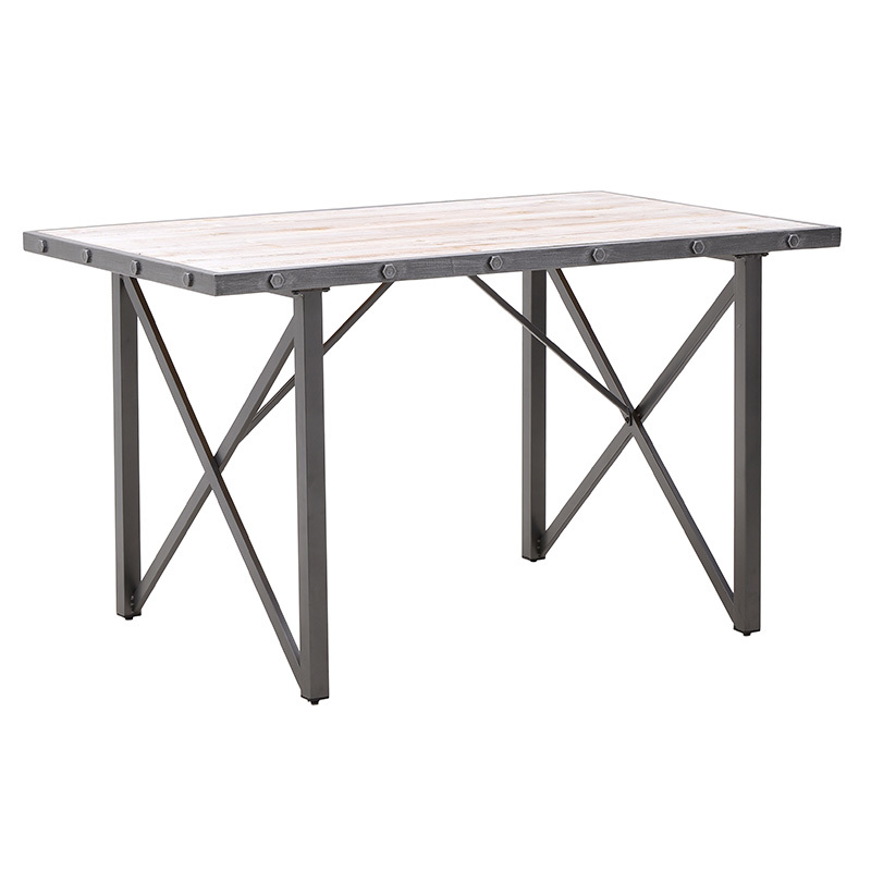 INART ΤΡΑΠΕΖΙ ΜΕΤΑΛΛΙΚΟ ΞΥΛΙΝΟ ΓΚΡΙ NATURAL 138X86X80 3-50-235-0053