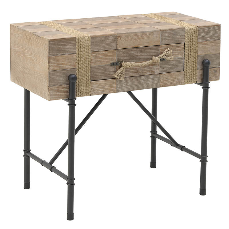 ΚΟΝΣΟΛΑ ΞΥΛΙΝΗ/ΜΕΤΑΛΛΙΚΗ NATURAL ΜΑΥΡΟ 80X45X75 3-50-939-0082