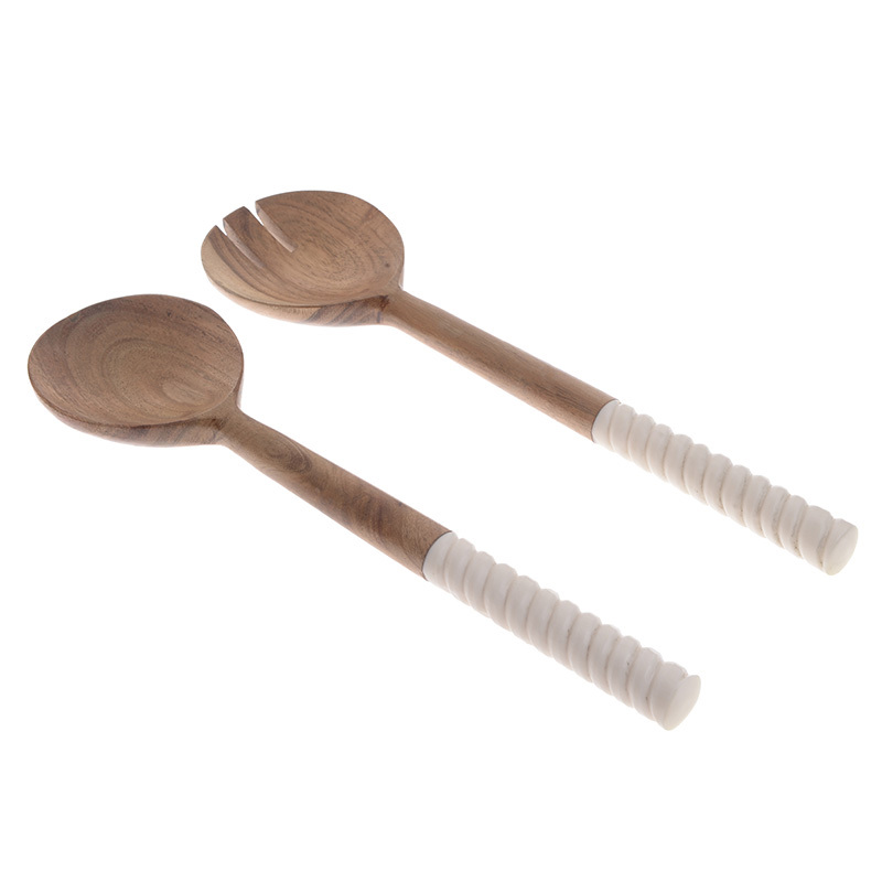 INART ΣΕΤ ΤΩΝ 2 ΣΕΡΒΙΡΙΣΜΑΤΟΣ ΣΑΛΑΤΑΣ ΞΥΛΙΝΟ RESIN NATURAL ΛΕΥΚΟ 3-60-852-0019