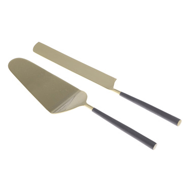 Inart Σετ των 2 Σερβιρίσματος Πάστας Μεταλλικό Χρυσό 3-60-852-0021