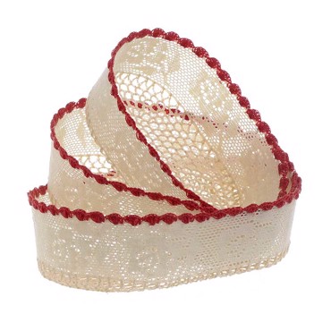 Inart Σετ των 3 Καλάθι Πλεκτό Μπεζ Κοκκίνο Δ29Χ8 3-70-026-0049