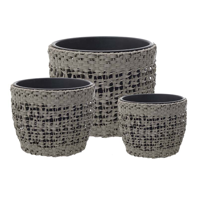 INART ΣΕΤ ΤΩΝ 3 ΚΑΣΠΩ POLY RATTAN ΓΚΡΙ Δ44Χ45 3-70-302-0003