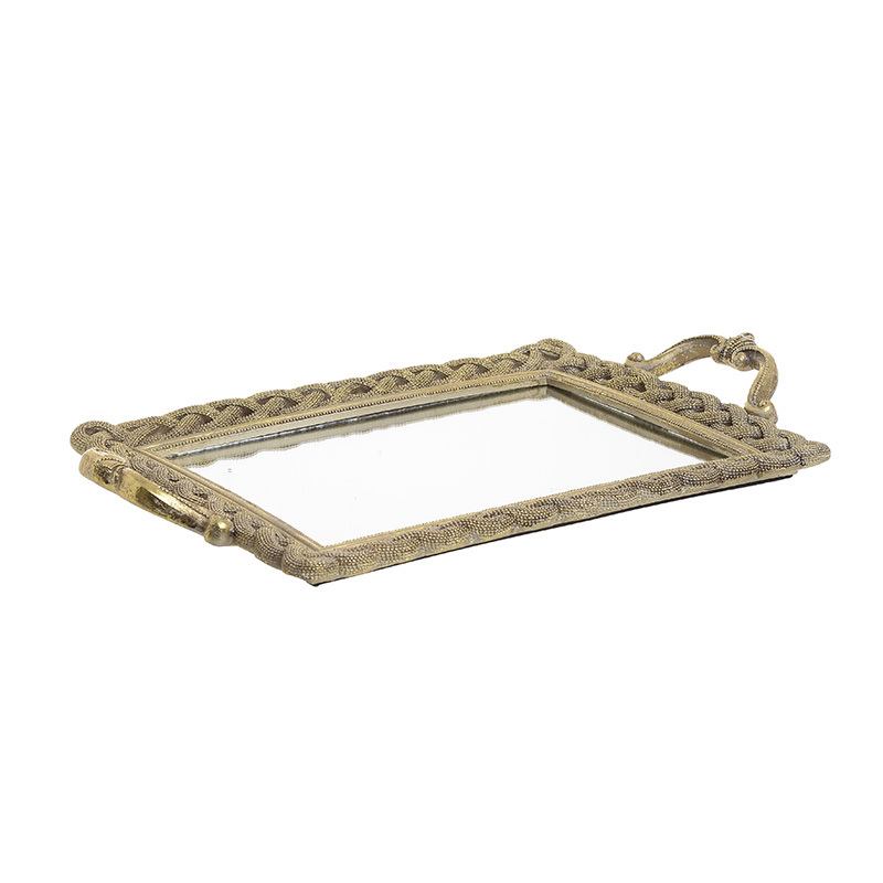 INART ΔΙΣΚΟΣ POLYRESIN ΜΕ ΚΑΘΡΕΠΤΗ ΑΝΤΙΚΕ ΧΡΥΣΟ 41.5X25X5 3-70-634-0012