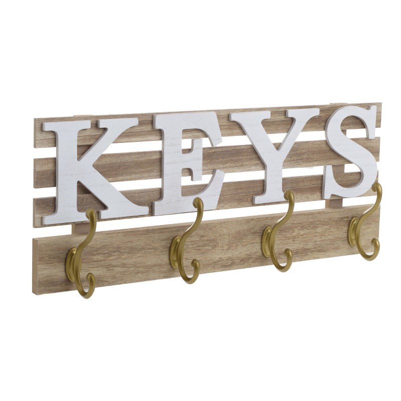 INART ΚΡΕΜΑΣΤΡΑ ΞΥΛΙΝΗ KEYS ΛΕΥΚΗ NATURAL 45X6X18 3-70-877-0018