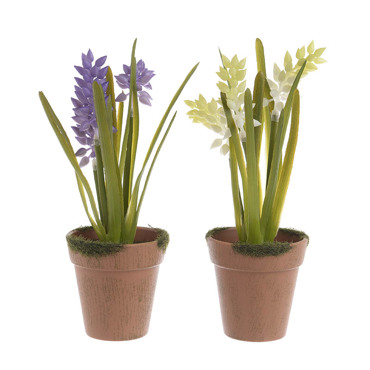 Σετ 2 Τεμάχια Λουλούδι Γλαστράκι Μωβ Κίτρινο 8Χ8Χ24 3-85-873-0002