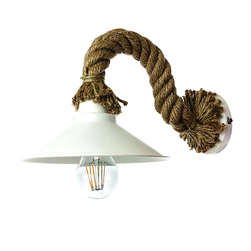 Inlight Απλίκα Τοίχου Σχοινί Μεταλλική Λευκή E27 35X20X