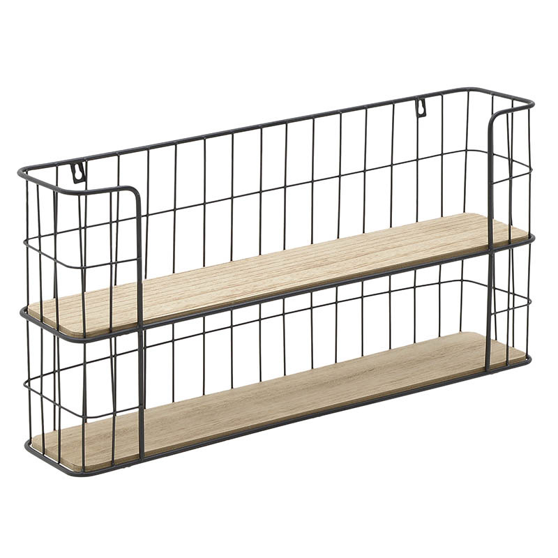 Click - ΣΗΜΑΝΤΙΚΟ: Σε περίπτωση διαφοράς τιμής από το κατάστημα ισχύει παντα και μόνο η τιμή του καταστήματος Inart Ραφιέρα Τοίχου Μεταλλική Ξύλινη Μαύρη Natural 66Χ