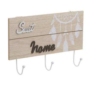 Inart Κρεμάστρα 3 Θέσεων Ξύλινη Sweet Home 30X3X20 6-70-151-0022