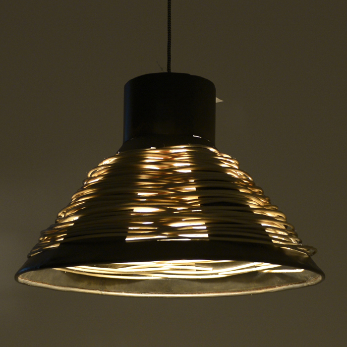 Inart Fotistiko Orofis Metalliko Xulino Mavro Ekrou E27 46X46X33 3-10-042-0001