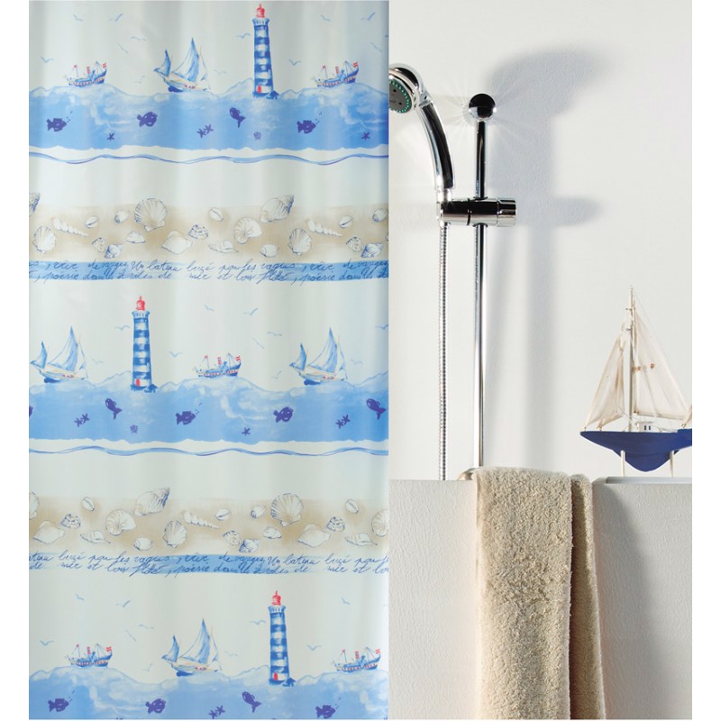 Dimitracas - ΣΗΜΑΝΤΙΚΟ: Σε περίπτωση διαφοράς τιμής από το κατάστημα ισχύει παντα και μόνο η τιμή του καταστήματος Dimitracas Κουρτίνα Μπάνιου Υφασμάτινη 'Nave' Σιέλ 180x