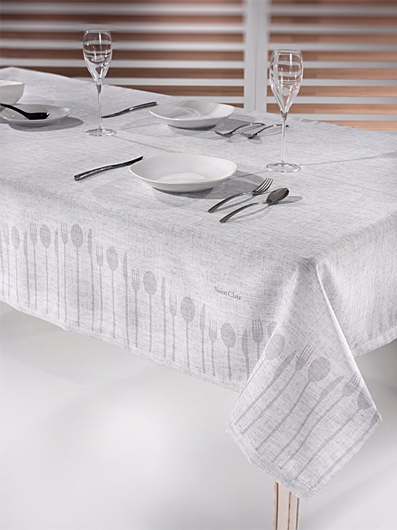 Τραπεζομάντηλα agiovlasitishome - ΣΗΜΑΝΤΙΚΟ: Σε περίπτωση διαφοράς τιμής από το κατάστημα ισχύει παντα και μόνο η τιμή του καταστήματος Saint Clair Τραπεζομάντηλο Ασημί Αδιάβροχο Αλέκιαστο 14
