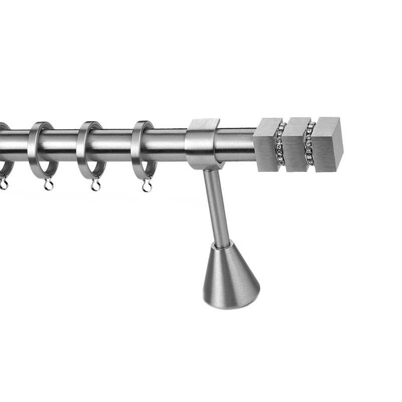 Κουρτινόξυλο Φ25 inox Ολυμπία Double Strass