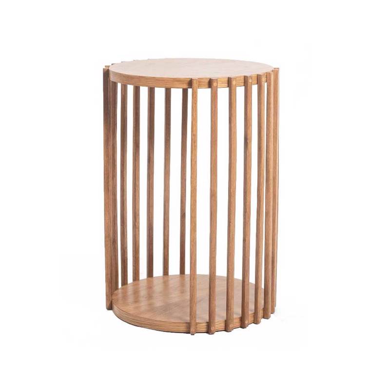 Τραπεζάκι Σαλονιού από Φυσικό Ξύλο Δρυς Φ35Χ60εκ