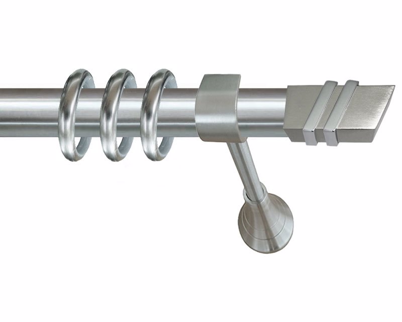 Κουρτινόξυλο φ25 inox two rings tetragono