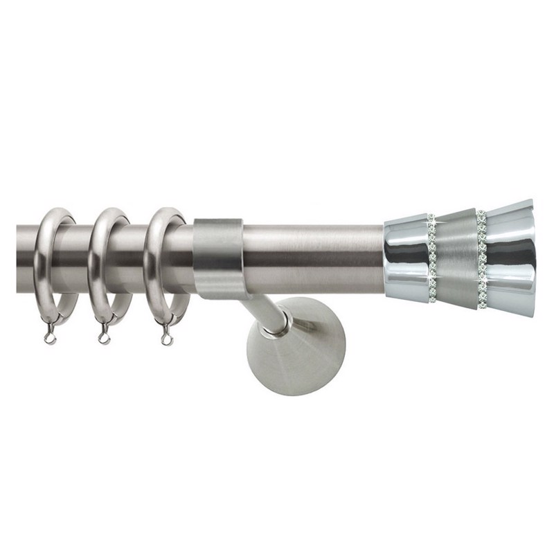Κουρτινόξυλο φ25 inox Triple Strass
