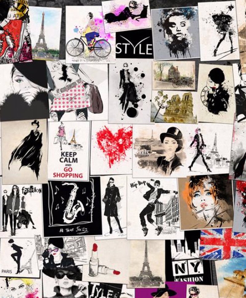 Anartisi - ΣΗΜΑΝΤΙΚΟ: Σε περίπτωση διαφοράς τιμής από το κατάστημα ισχύει παντα και μόνο η τιμή του καταστήματος Ρόλερ με Ψηφιακή Εκτύπωση 'Fashion Collage' E381